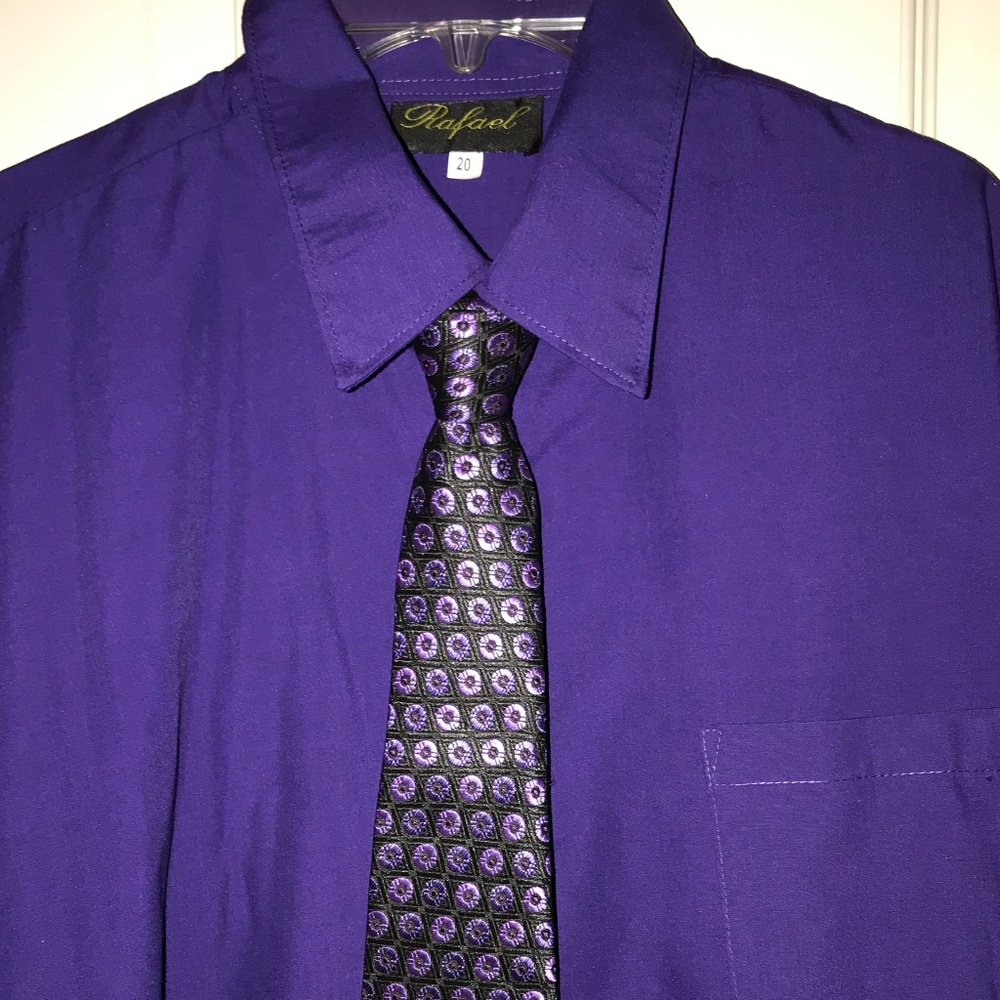 RAFAEL Boys Size 20 Long Sleeve Dress Shirt & Tie